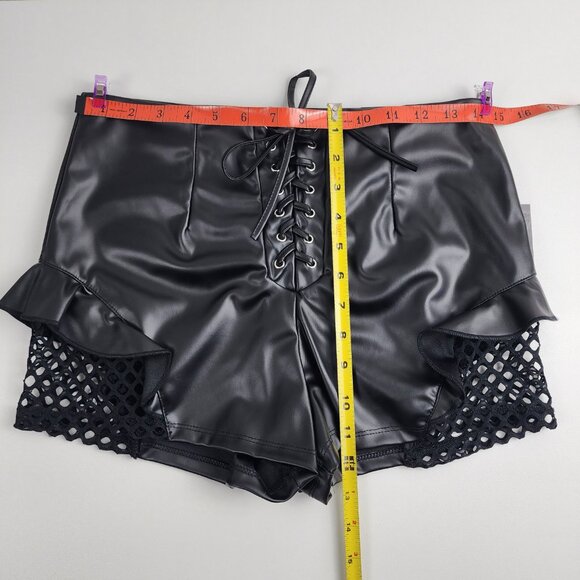 NWT Spirit Halloween Black Lace-Up Pirate Style Shorts Size M Goth Cosplay - Picture 8 of 8